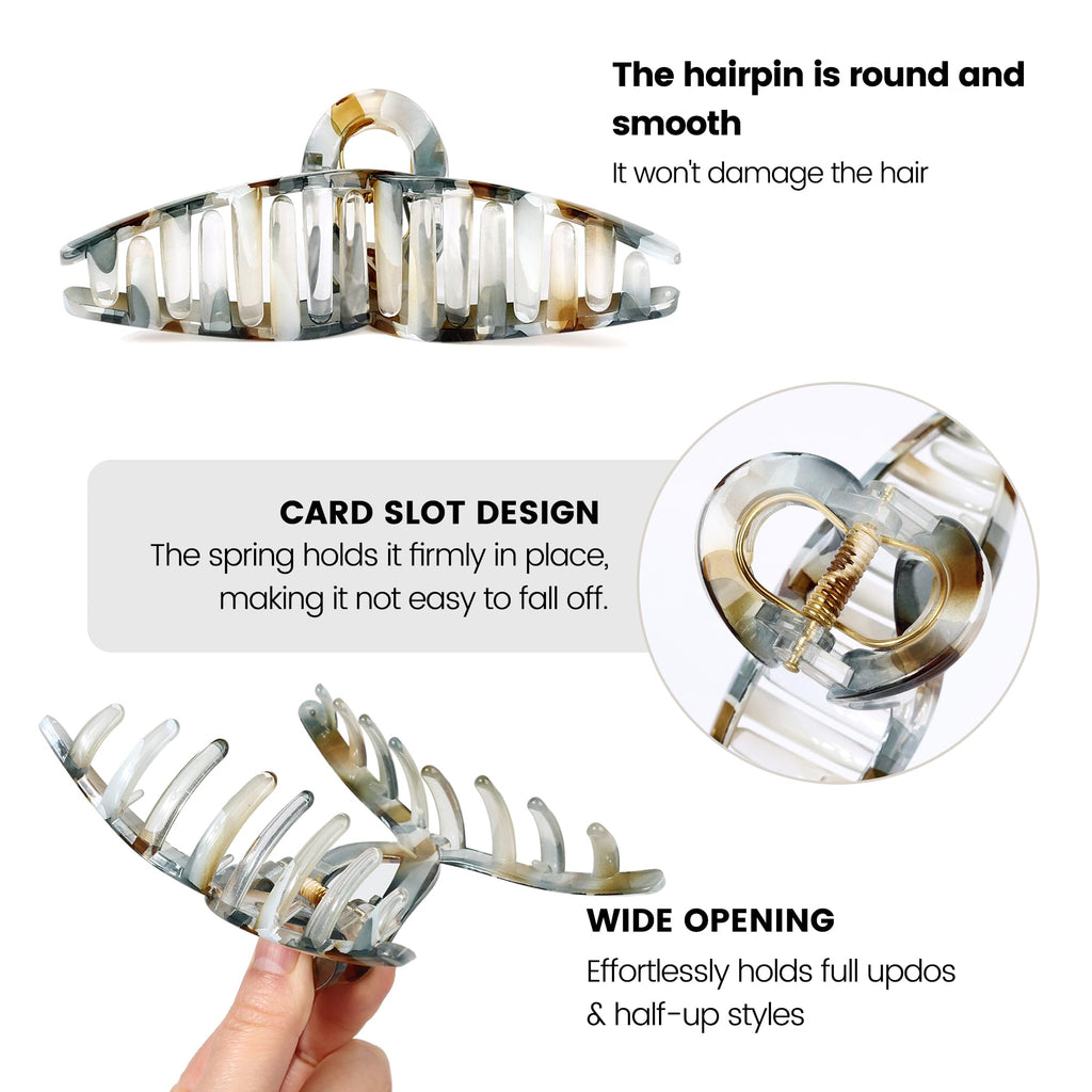 Large Butterfly Hair Claw Clips with Long Thick Hair Big 5.1" Ripple Clips Hair Accessories for Women Girls Gifts 2 Pcs