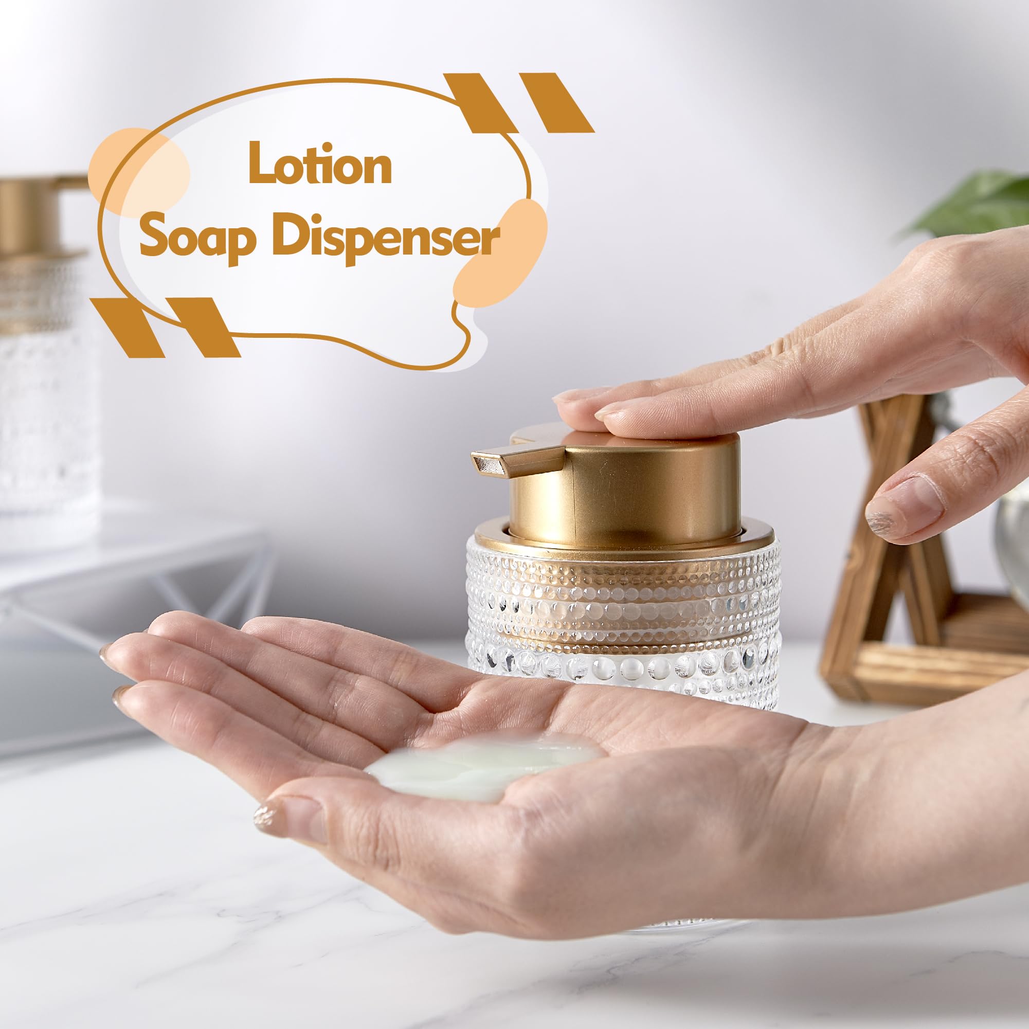 MKLZ 12oz Glass Liquid Soap Dispenser with Gold Pump, Hand Soap Bottles
