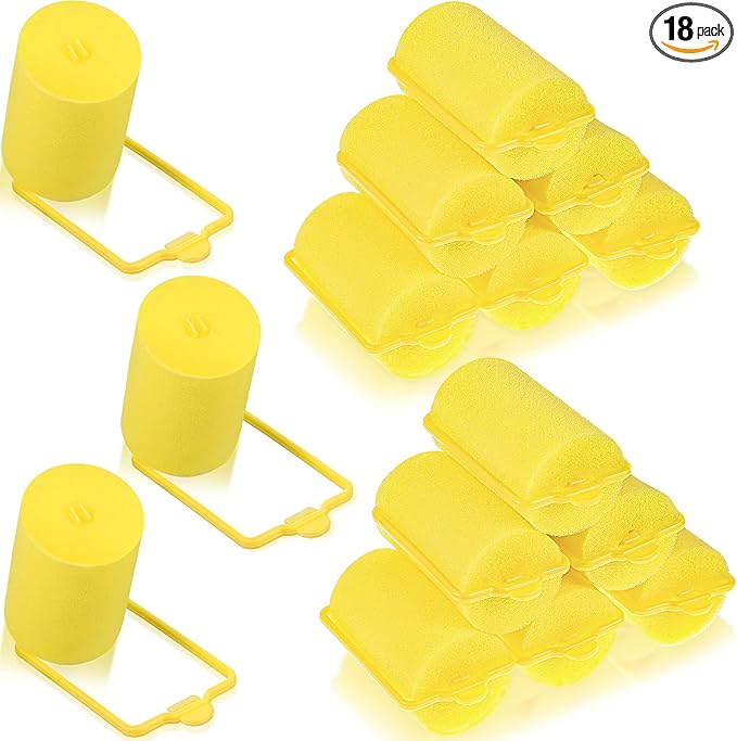 Geyoga 18 Pieces Sponge Hair Rollers Large Soft Foam Hair Styling Curlers Large Size Hairdressing Curlers for Women(Yellow,1.4 x 2.6 Inches)