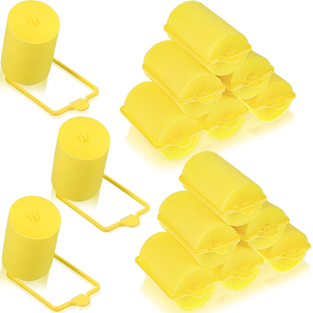 Geyoga 18 Pieces Yellow Sponge Hair Rollers For Women, 1.4 X 2.6 In