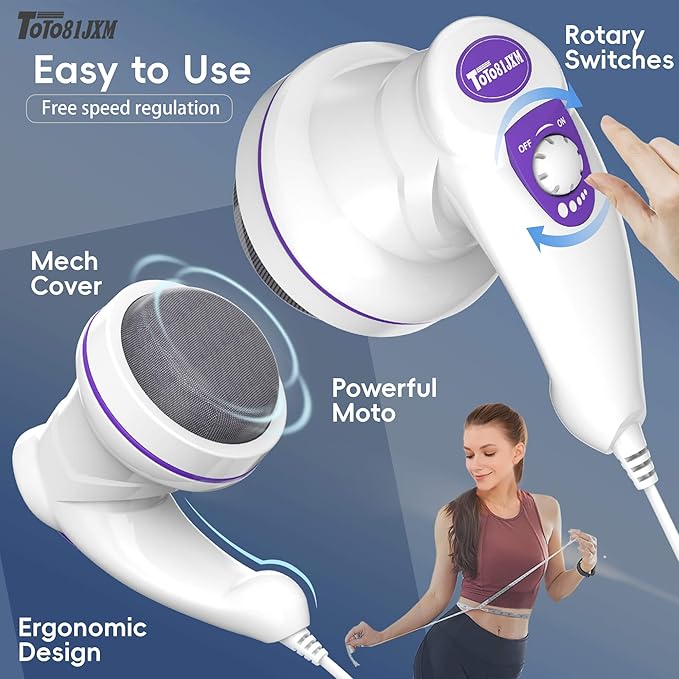 TOTO81JXM Electric Cellulite Massager – Body Sculpting Machine with 8 Massage Heads, Lymphatic Drainage & Skin Tightening for Belly Stomach Leg, Lipo Roller Massager After Surgery, Adjustable Speed.