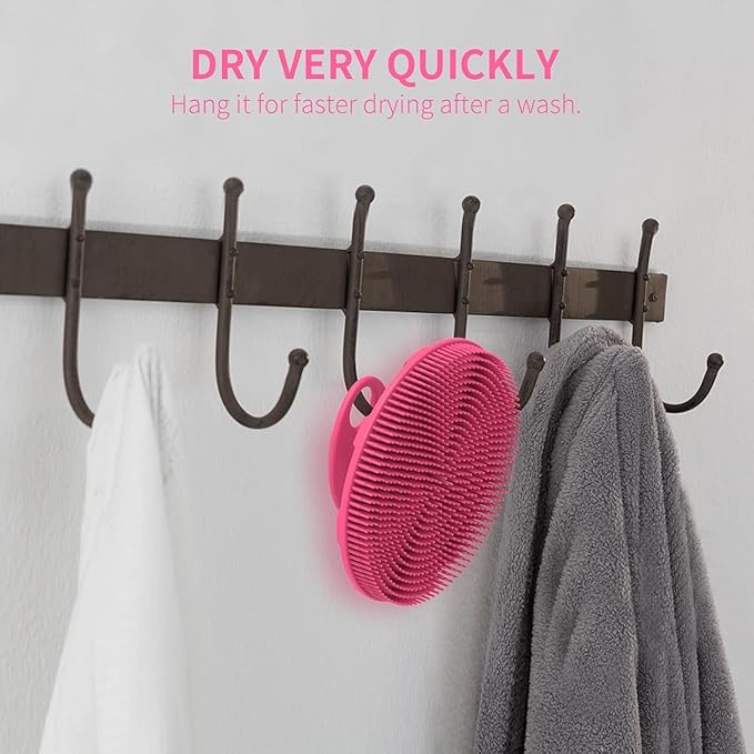 Silicone Body Scrubber 2 Pack, BEAUTAIL Shower Bath Scrubber, More Hygienic Than Traditional Loofah, Lather Nicely, Gentle Exfoliating Brush for Women Men Baby Sensitive Skin, Blue+Rose