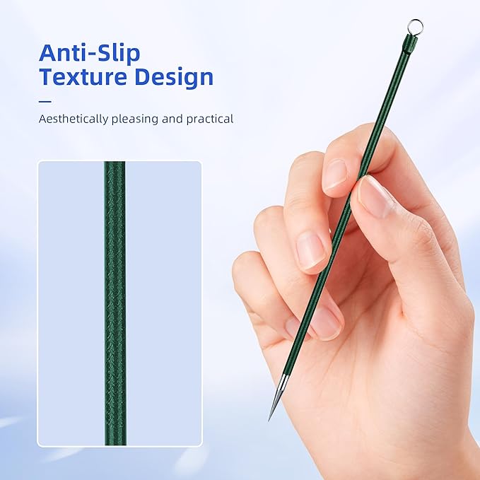 Pimple Popper Tool Kit, 7 Pcs Blackhead Remover Comedone Extractor, Green