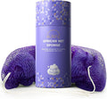 AURAE Premium African Net Sponge – Authentic Exfoliating Body Scrubber, 45-Inch, Quick-Drying – Purple