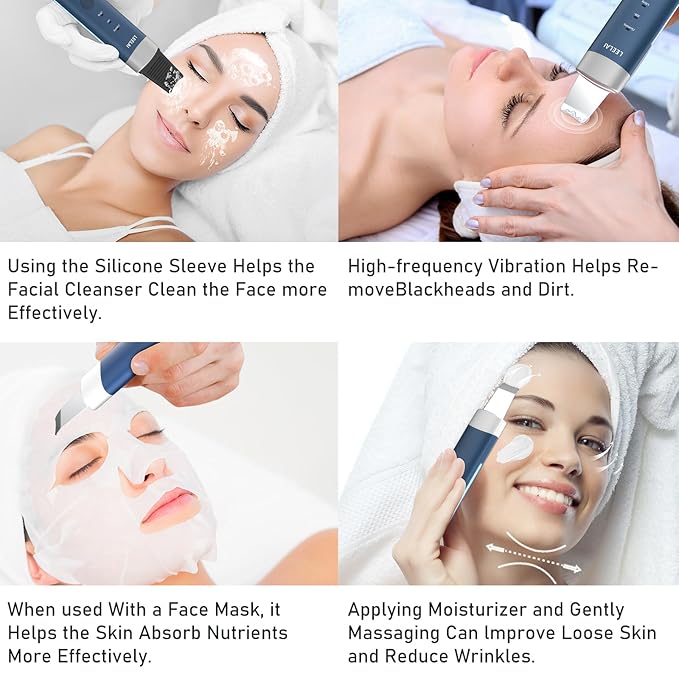 Skin Scrubber Face Spatula Skin Spatula Pore Cleaner Blackhead Remover Tools for Facial Deep Cleansing-3 Modes