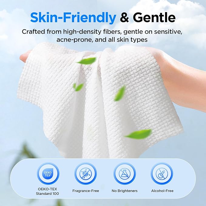 ITO Face Towels, Ultra-Soft & Extra Thick Cleansing Towels for Sensitive, Dry & Oily Skin, Facial Tissue, Makeup Remover Disposable Towels (60 Count (EF Pack of 3))