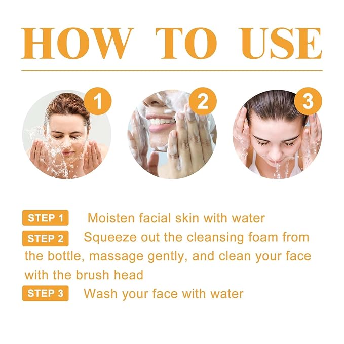 JISKG Turmeric Glow Wash Face Wash With Brush, Deep Cleansing Scrub Exfoliating Turmeric Foaming Facial Cleanser For All Skin. (100ml)