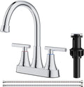FORIOUS 4 Inch Bathroom Faucets for Sink 2 or 3 Hole, Chrome Centerset Bathroom Sink Faucet with Pop up Drain and cUPC Hose, 360° spout, Two Handles for Restroom,Vanity, RV Remodel