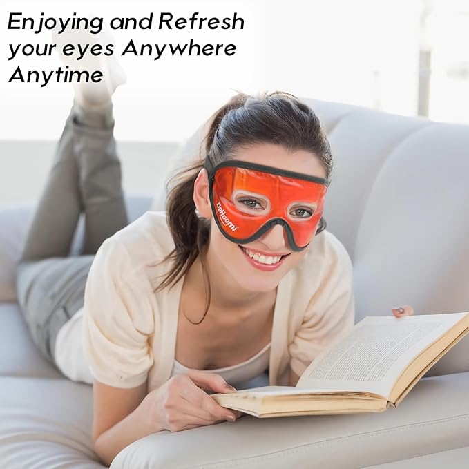 BeHoomi 2Packs Cooling Eye Masks, Ice Eye Mask Cold Compress for Eyes, Reusable Cold Gel Eye Mask for Eye Relaxation, Comfort Snug Fit, Eye Cover for Home, Office, Black & Orange