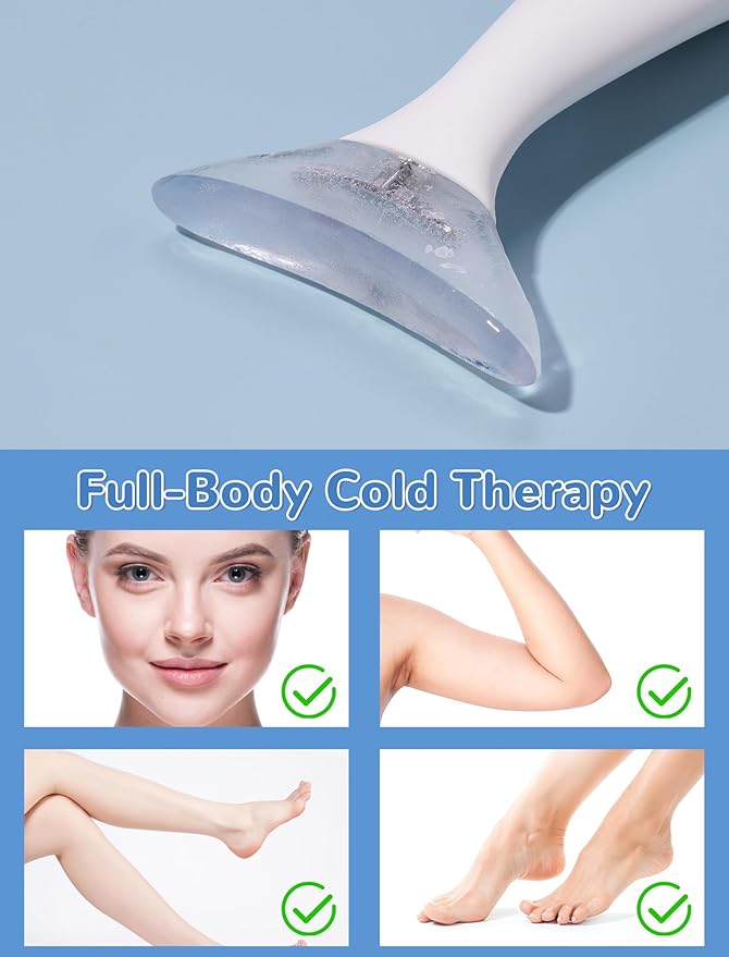NiHome White Silicone Facial Ice Mold Tool, Reusable Cooling Face and Body Stick for Puffiness Relief, Pore Tightening, Sun-Exposed Skin Soothing, Headache Refreshing Care, Portable with Handle