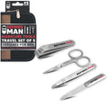 BLKSMITH Refined Man Manicure and Pedicure Kit Set of 5 - Manicure Kit for Men - Nail Clipper Kit with Nail File, Clippers, Scissors, Tweezer & Travel Case - Designed for Men (Black)