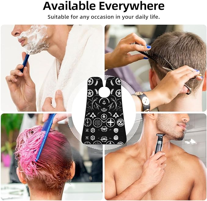 NOUZU Supernatural Symbols Black Print Beard Bib Apron For Men, Beard Hair Catcher For Men Shaving Trimming,Beard Cape Cloth