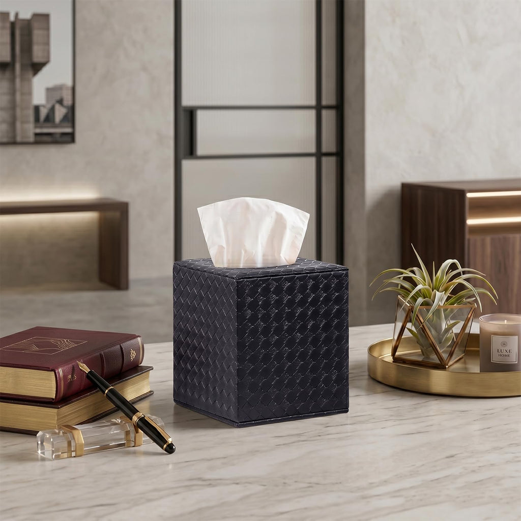 Black Tissue Box Cover, Square, Tissue Box Holders for Bathroom Accessories