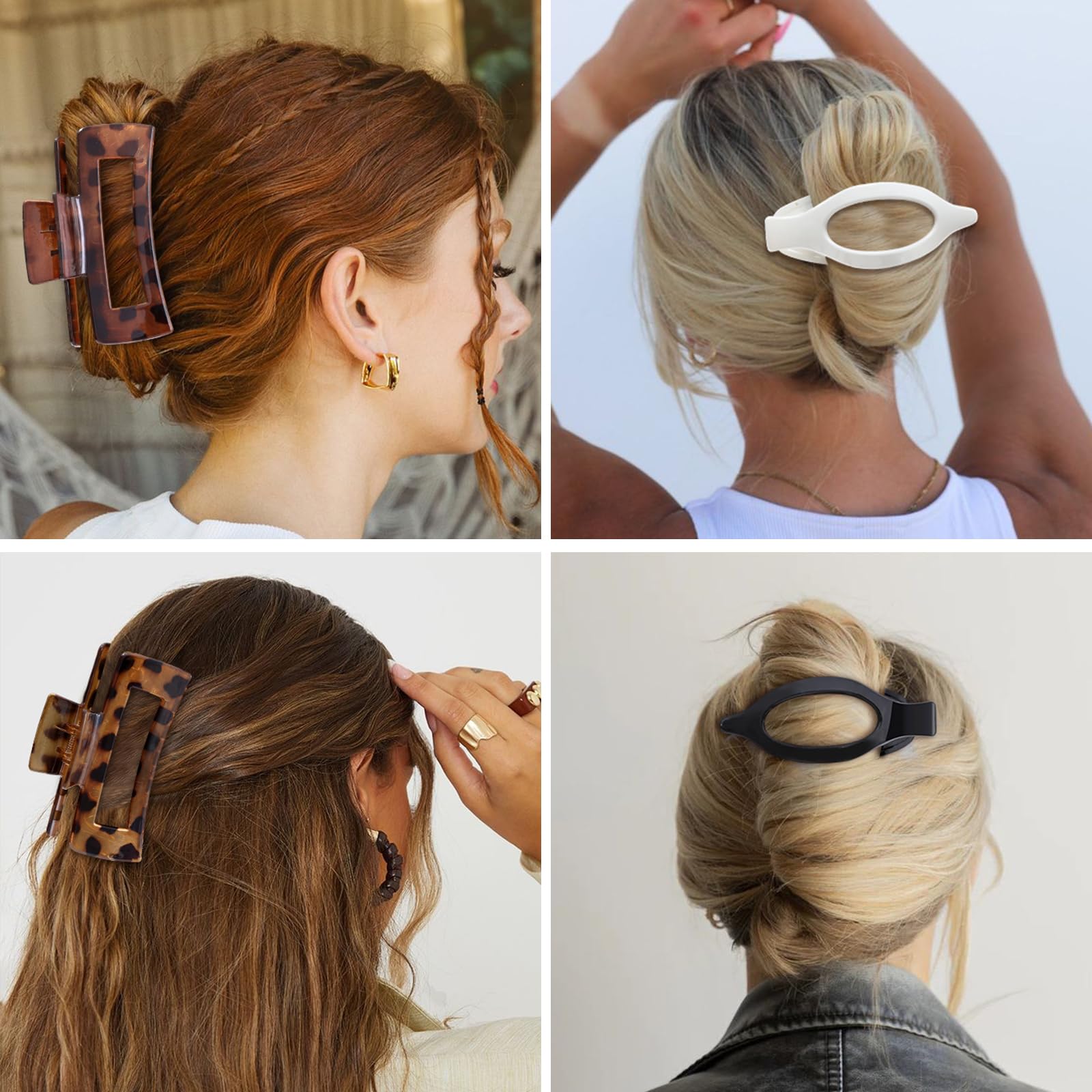 CHANDAT Hair Clips for Women, Flat Hair Clips, 8 pcs, 2style - Leopard