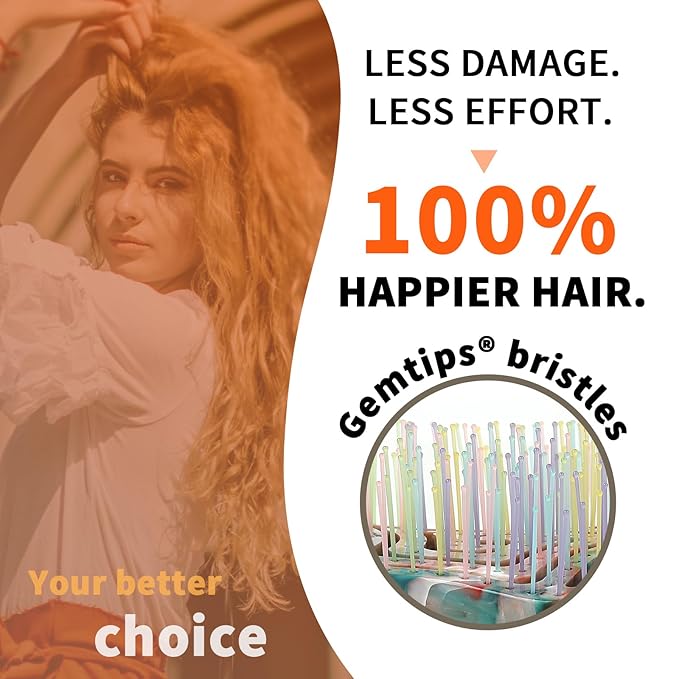 BLUSHMARKS Detangling Wet Hair Brush for Thin or Straight Hair, Vented Detangler Hairbrush with Double-Layered Ultra and Soft-Nylon Bristles for Wet or Dry Hair, Gift for Women Girls Kids