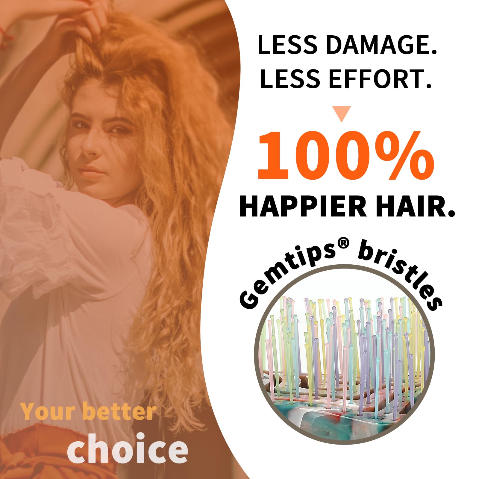 BLUSHMARKS Detangling Wet Hair Brush for Thin or Straight Hair, Vented Detangler Hairbrush with Double-Layered Ultra and Soft-Nylon Bristles for Wet or Dry Hair, Gift for Women Girls Kids