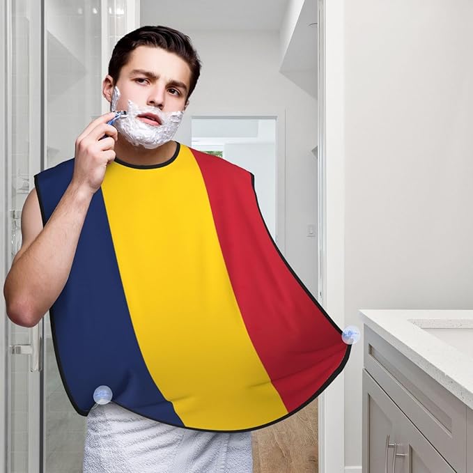 YQxwJL Flag Of Chad Print Beard Bib Shaving Apron, Beard Hair Trimming Cape Gift For Dad