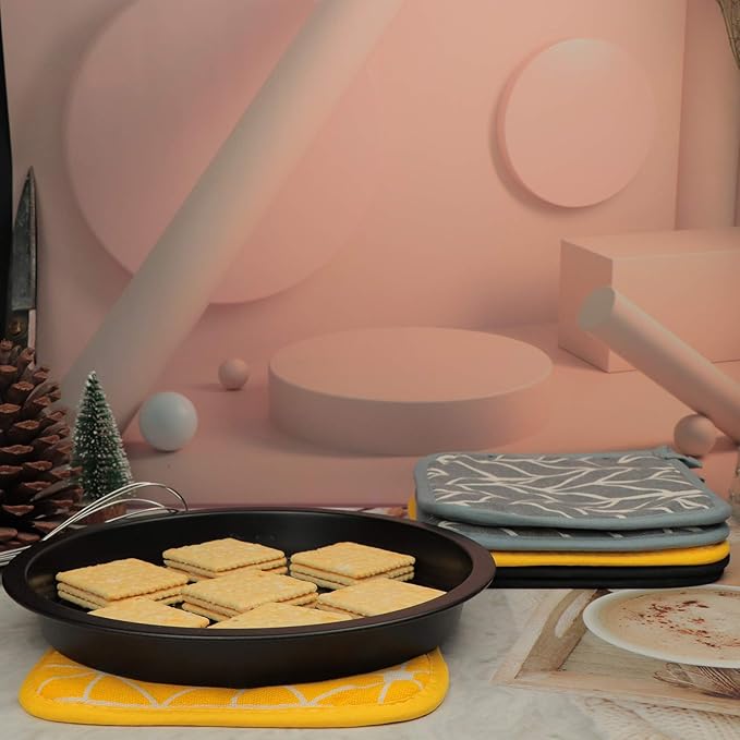 Win Change Heat Resistant Potholders Hot Pads-6 Kitchen Pot Holders Set with 2 Pan Hot Handle Holders Trivet for Cooking and Baking,with Recycled Infill Terrycloth Lining(Mixed,8 Piece)