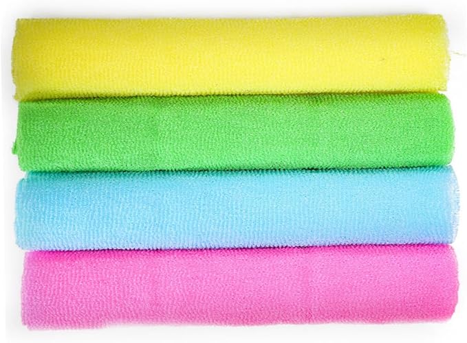 BIUDECO 4pcs Exfoliating Back Scrubber Strap Body Washer for Deep Cleansing and for All Skin Types Effortless Reach and Enhanced Cleaning Effect Vibrant Colors Included