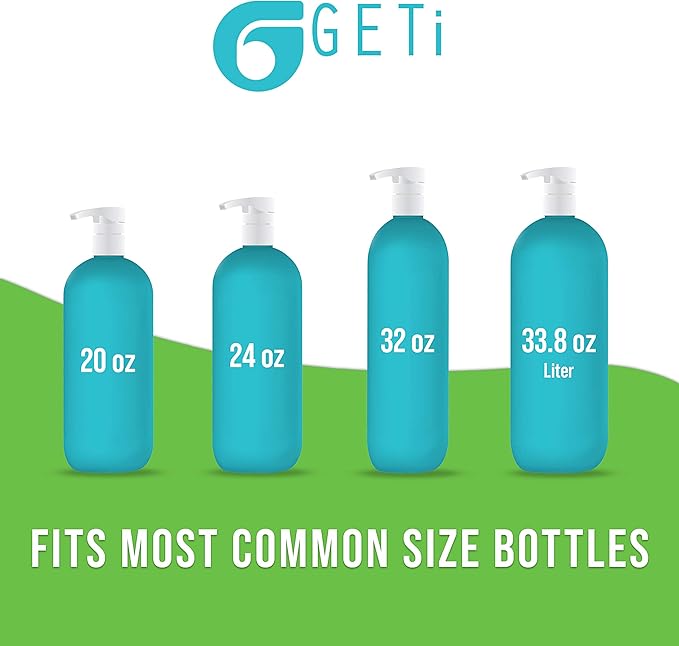 Universal Conditioner & Shampoo Pump | Fits Most Leading Brands of Liter Larger Size Bottles with 1-inch Diameter Opening | Not Compatible with Amika or Joico | White | by Geti Beauty