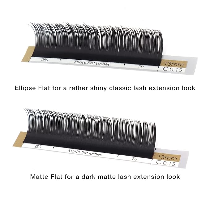 LASHVIEW Eyelash Extension,Ellipse Flat Eyelash Extensions,Individual Lashes,0.15mm C Curl 12mm,Lash Extension,Semi-Permanent,Extremely Light & Soft,Professional Salon Use.