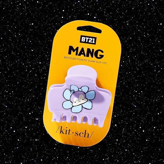 Kitsch BT21 Recycled Plastic Puffy Medium Hair Clips for Women, Medium Claw Clip for Thin & Thick Hair - Mang, 1pc