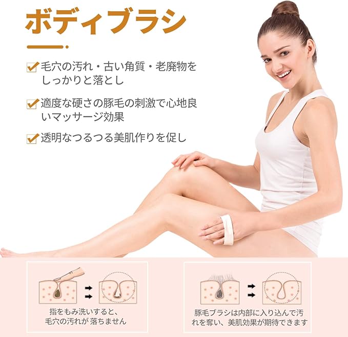 LAYUKI Body Brush for Dry or Wet Brushing and 2-Sided Foot File Scrubber Set, Exfoliating Skin, Cellulite Treatment, Foot File Scrubber with Pumice Stone
