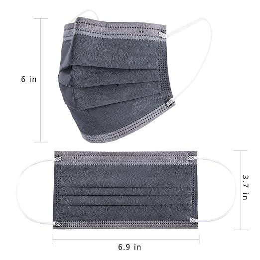 Borje Grey Disposable Face Mask 100 Pcs Grey Face Masks 3 Ply Protection Masks