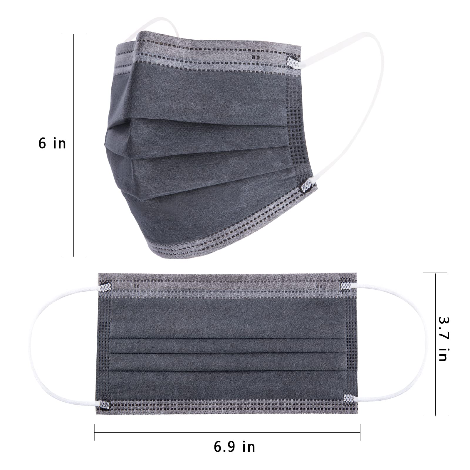 Borje Grey Disposable Face Mask 100 Pcs Grey Face Masks 3 Ply Protection Masks
