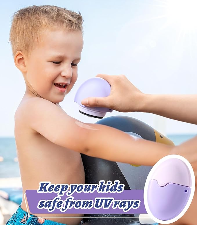 Sunscreen Applicator - Portable - BPA-Free Refillable Roll on Sponge Sunscreen, Suncream & Lotion Applicator For Kids, Adults & Families - Perfect Size for Travel(Purple)