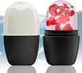 XHJRI Ice Face Roller Massager,Ice Cube Roller for Face, Eyes and Neck Naturally Conditioning and Skin Care,De-Puff Eye Bags,Reduce Migraine Pain,Reusable Massage Silicone Ice Mold (New Black White)