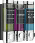 Shampoo and Conditioner Dispenser,Shower Dispenser 3 Chamber No Drill Wall-Mounted Shampoo Dispenser for Shower Wall Mounted Shower Soap Dispenser for Bathroom Hotel Large Capacity,Chrome1