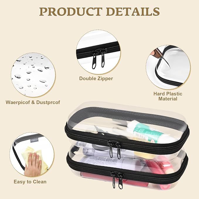 YQBRAO Clear Hard Shell Organizer Set, 2-Pack, Black