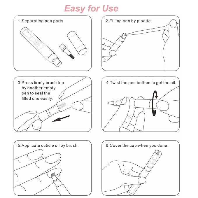 UPZIGS 50 Pack Empty Cuticle Oil Pens Bulk-3ml Travel Size Nail Oil Pen, Disposable Twist Pens with Brush-No Leak, DIY Nail Care Kits for Nail Salon