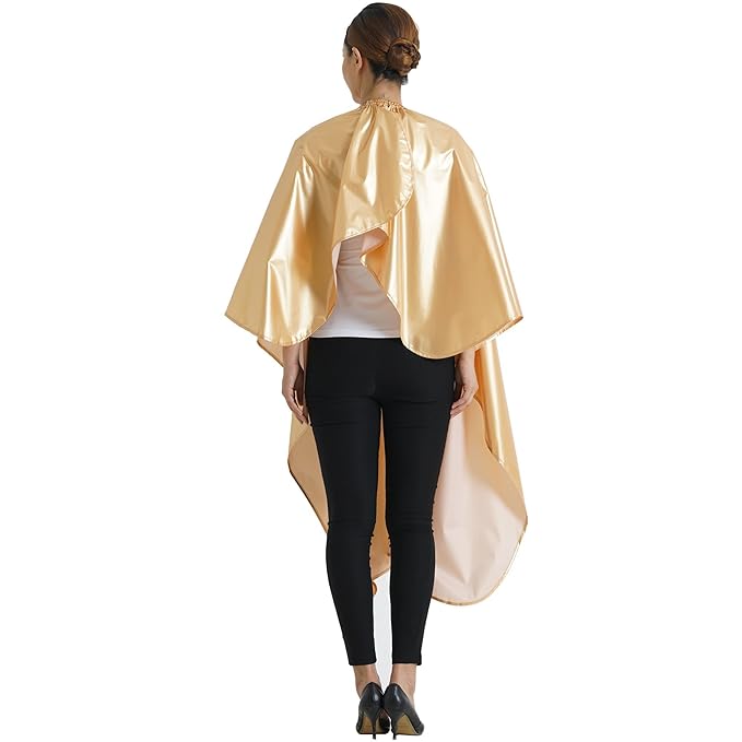 Professional Salon Cape Polyester Haircut Apron Shampoo and Chemical Resistant Haircut Cape,54”x62”,Gold,C012001B-G