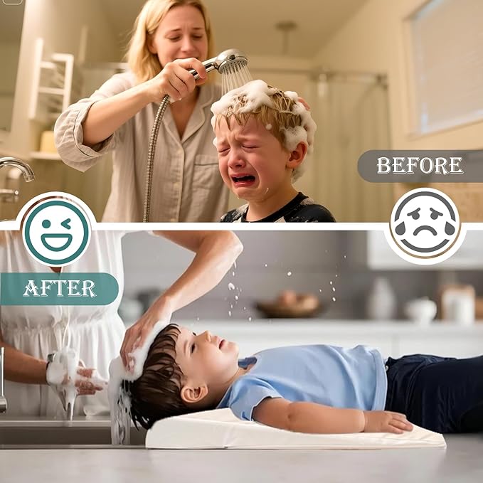 Hair Washing Station for Kids Waterproof Shampoo Foam Mat with Ergonomic Design Non Slip Bath Pillow Sink Soft Neck Support for Easy Hair Wash