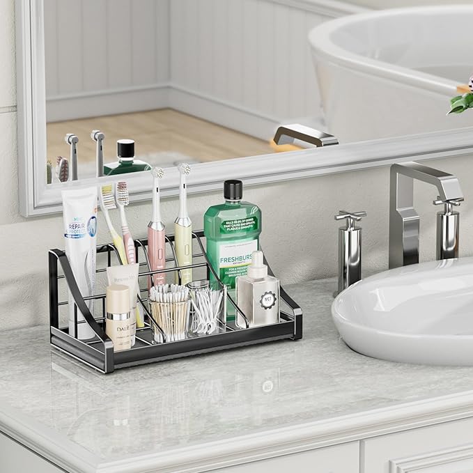 Toothbrush Holder for Bathroom Countertop - 7 Slots 1 Min Drying Organizer