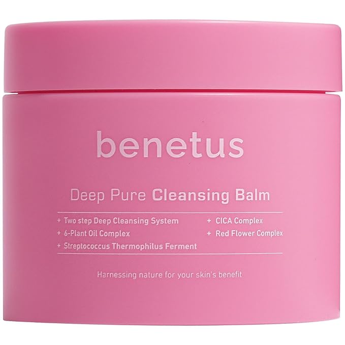 benetus Deep Pure Cleansing Balm, Makeup Remover Balm, Melting Balm for Waterproof Mascara, Sunscreen & Long-Wear Makeup, CICA, Green Tea, Argan Oil & Vitamin E, Non-Stripping, Pore Care, 3.5 fl oz
