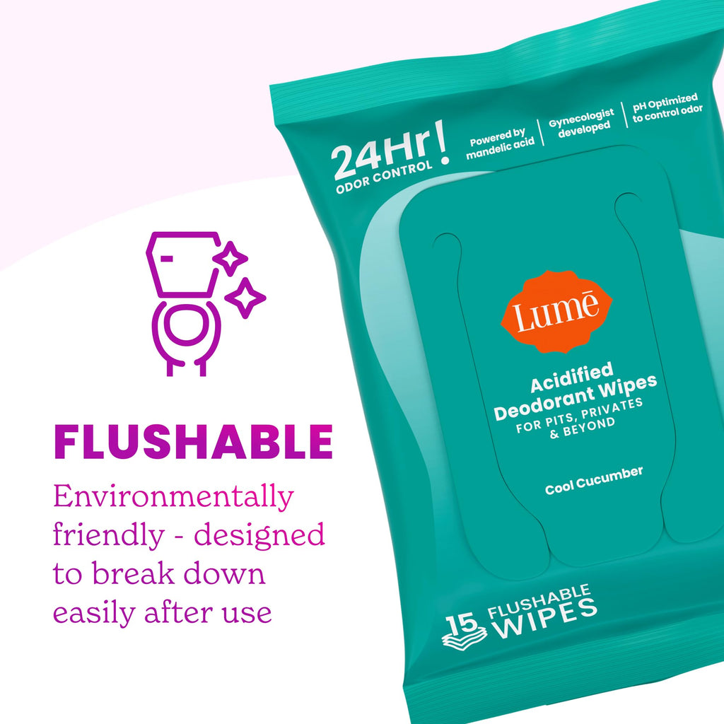 Lume Acidified Deodorant Wipes - 15 ct, 3 pk (Cool Cucumber)