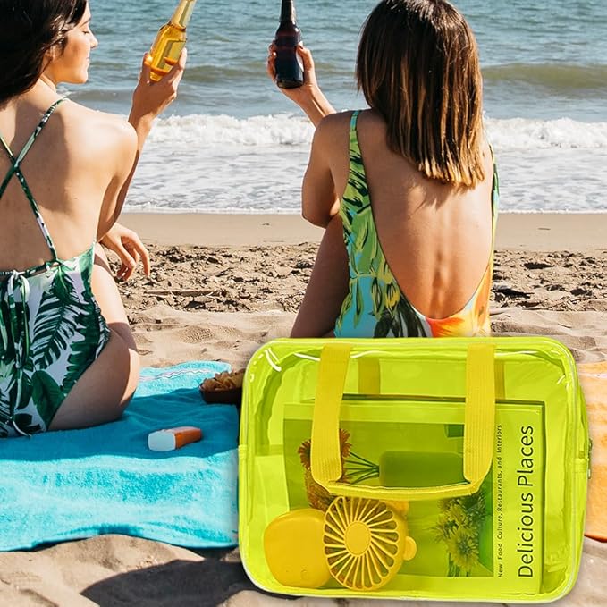 TotePrint Yellow PVC Pure Color Transparent Gift Pouch Wash Travel Makeup Cosmetic Bag with Handle for Travel Bathroom Toiletry Organizer (Yellow)