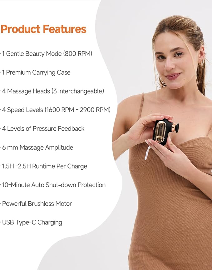 CAREKING Mini Massage Gun, Deep Tissue Small Muscle Massager for Pain Relief, Travel Massage Gun for Neck Shoulder Thigh Back, Handheld Massager for Office, Birthday