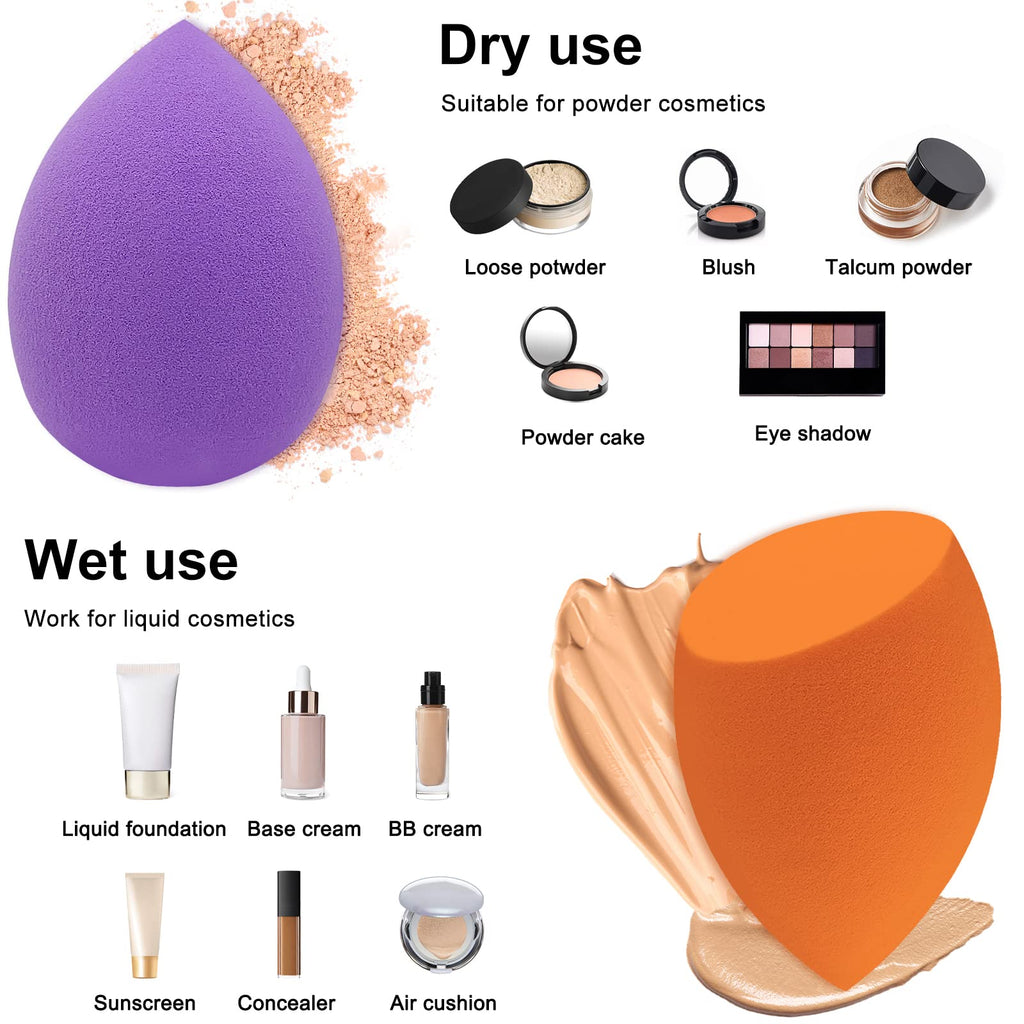 12 Pieces Professional Makeup Sponge Set,Latex Free Flawless Soft Setting Face Puffs,Multicolor Makeup Blending Sponge Cosmetic Applicator for Powder,Liquid,Facial Makeup Tools