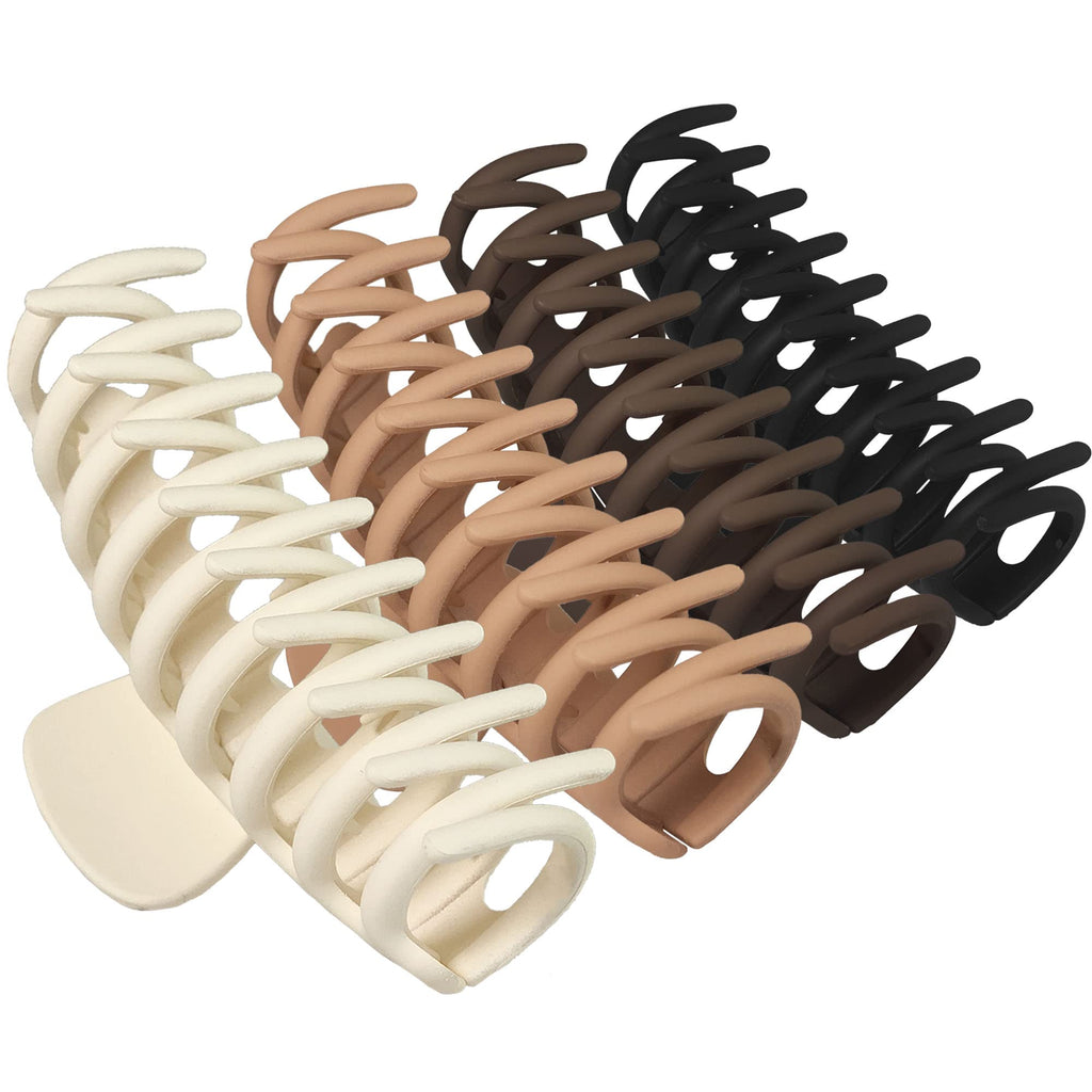 OWIIZI Large Claw Clips, 4.3" Matte Hair Clips for Women's Long Thick Hair, Non-Slip Barrette Clips (4packs)