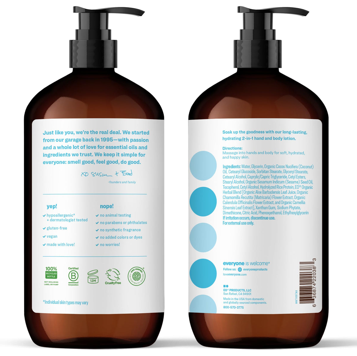 Everyone 2-in-1 Hand & Body Lotion, Unscented, 32 oz 2-Pack