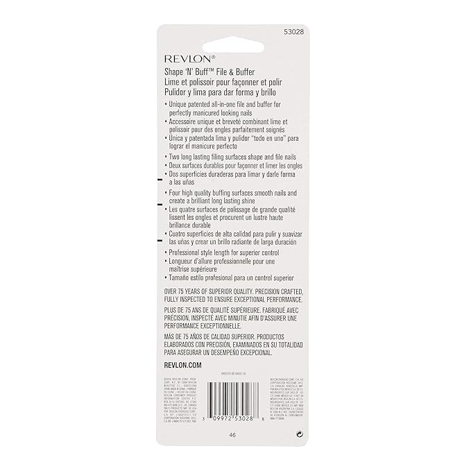 Revlon Nail Buffer, Shape 'N' Buff Nail File & Buffer, Nail Care Tool, All-in-One Shaping & Buffing, Easy to Use (Pack of 2)