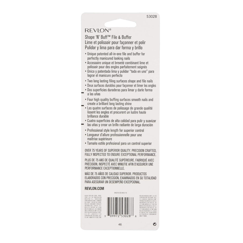 Revlon Shape 'N' Buff Nail Buffer Block, All-in-One Manicure Tool for Shaping & Shining Natural Fingernails, 1 Count