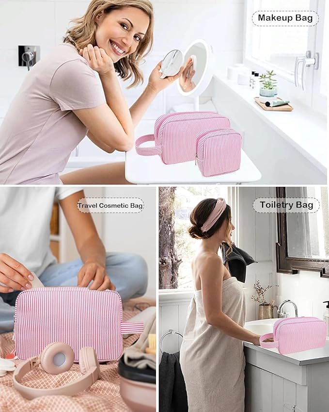 2Pcs Mini Makeup Bag, Small Makeup Pouches for Purse Cute Cosmetics Bag Pouch with Slip-in Pockets Small Travel Toiletry Bag Zipper Makeup Aesthetic Accessories Storage Bag