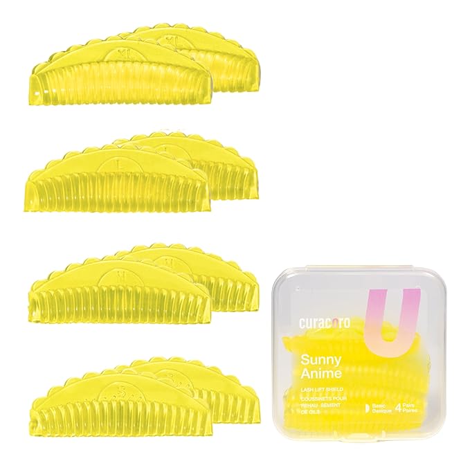 Curacoro Lash Lift Shields, 8 Pcs/4 Sizes Reusable Silicone Rods