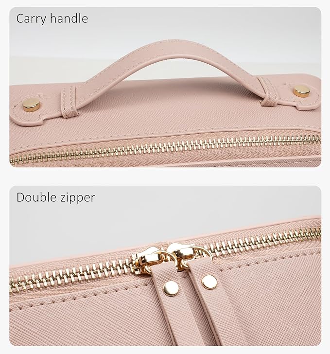 LETGO Clear Makeup Bag Organizer,Travel Toiletry Bag Cosmetic Case for Women,Portable Beach Make Up Skincare Pouch Car Organizer Bag with Zippers for Essentials(Large-Nude)