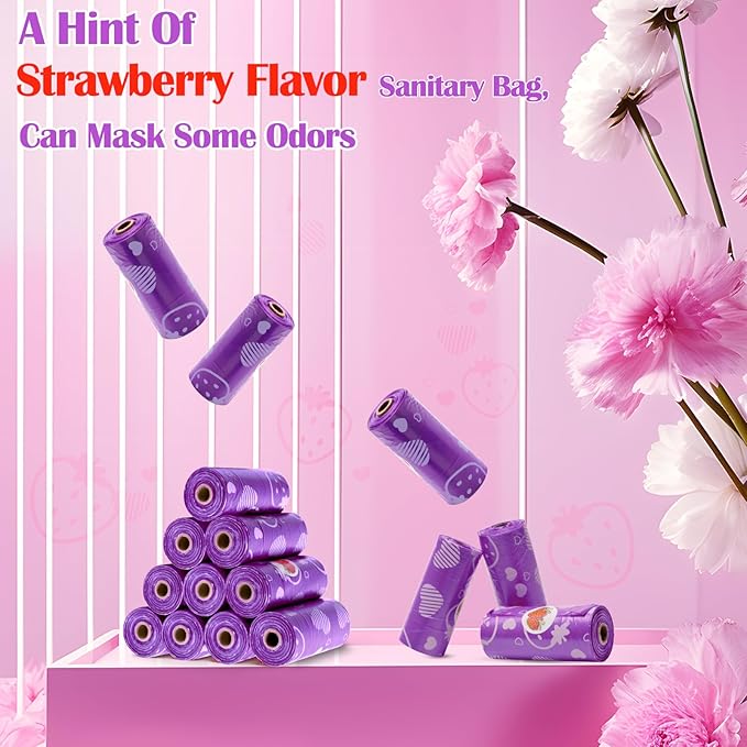150Pcs Sanitary Napkin Disposal Bags, Luxiv Pink Disposable Sanitary Bag Personal Care Disposal for Tampons Trash Bag, Disposable Mini Bags for Women Privacy Handling Bag Diaper Sack (Purple)